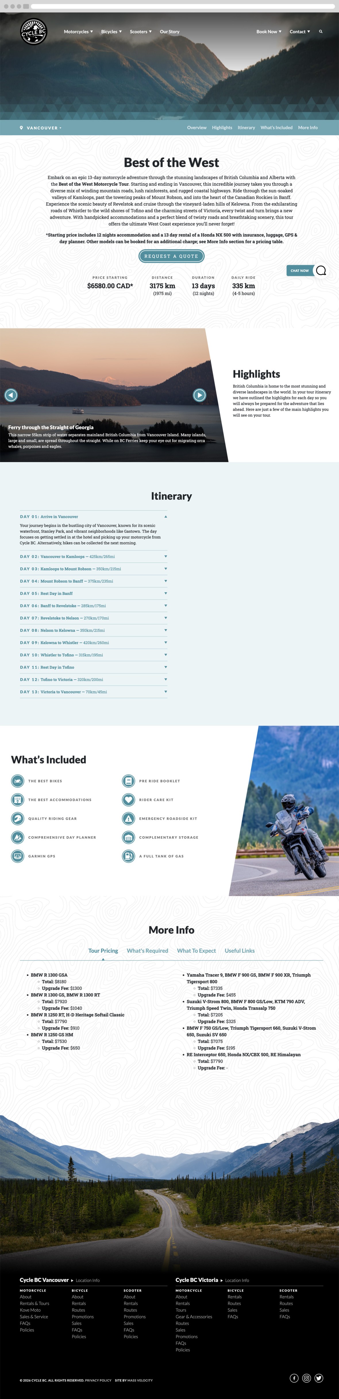 Cycle BC tour page design